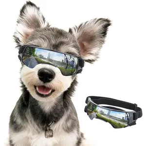 Dog Goggles with Adjustable Straps Anti-UV Windproof Eye Protection Sunglasses for Small Breed Dogs, Silver