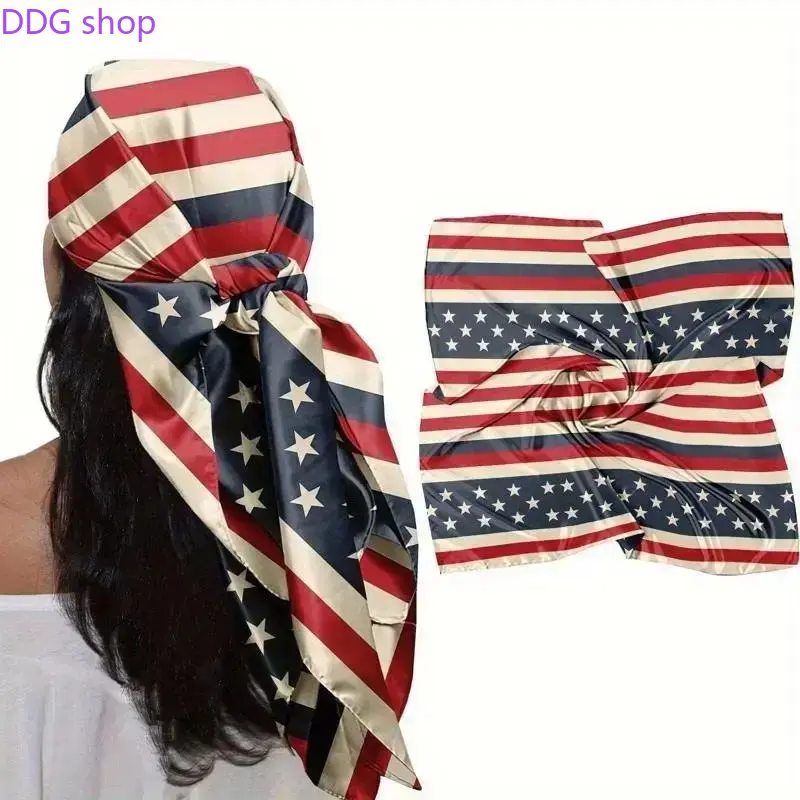 Patriotic Flag Square Bandana Headband, Red White & Blue Multi-Use Unisex Accessory, Men/Women Casual Wrap for Holiday Events & Daily Outdoor Sports, Headbands, Outdoor Wear