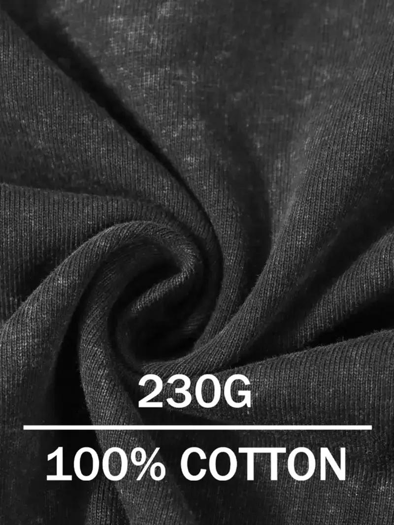 [Vintage Wash] High Quality T-shirt PARAMORE High Quality Cotton Black T-shirt |   Men's Off-shoulder Round Neck Short Sleeves 230g Washed Pattern