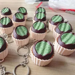 3D Push Stress Relief Sensory Toys Ornament Keychain Keys Finger Button 3D Chocolate Keyboard Clicker Pendant Stress Relief Toys