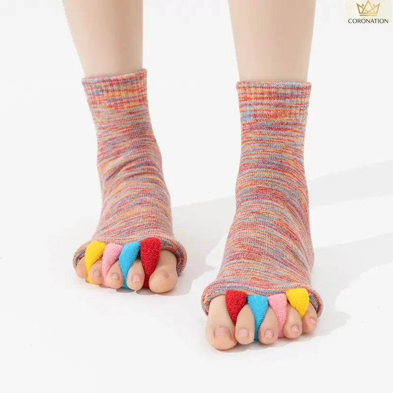 Women's 1-Size Split Toe Yoga Socks - Japanese-Korean Style, Non-Slip Toe Separator for Bunion Support, Breathable for Yoga, Home Workout, One Size
