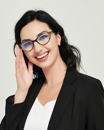 Blue Light Blocking Readers for Women - 2 Pair Ladies Computer Reading Glasses +1.25 Stylish Rectangular Frames Blue Ray Eyeglasses