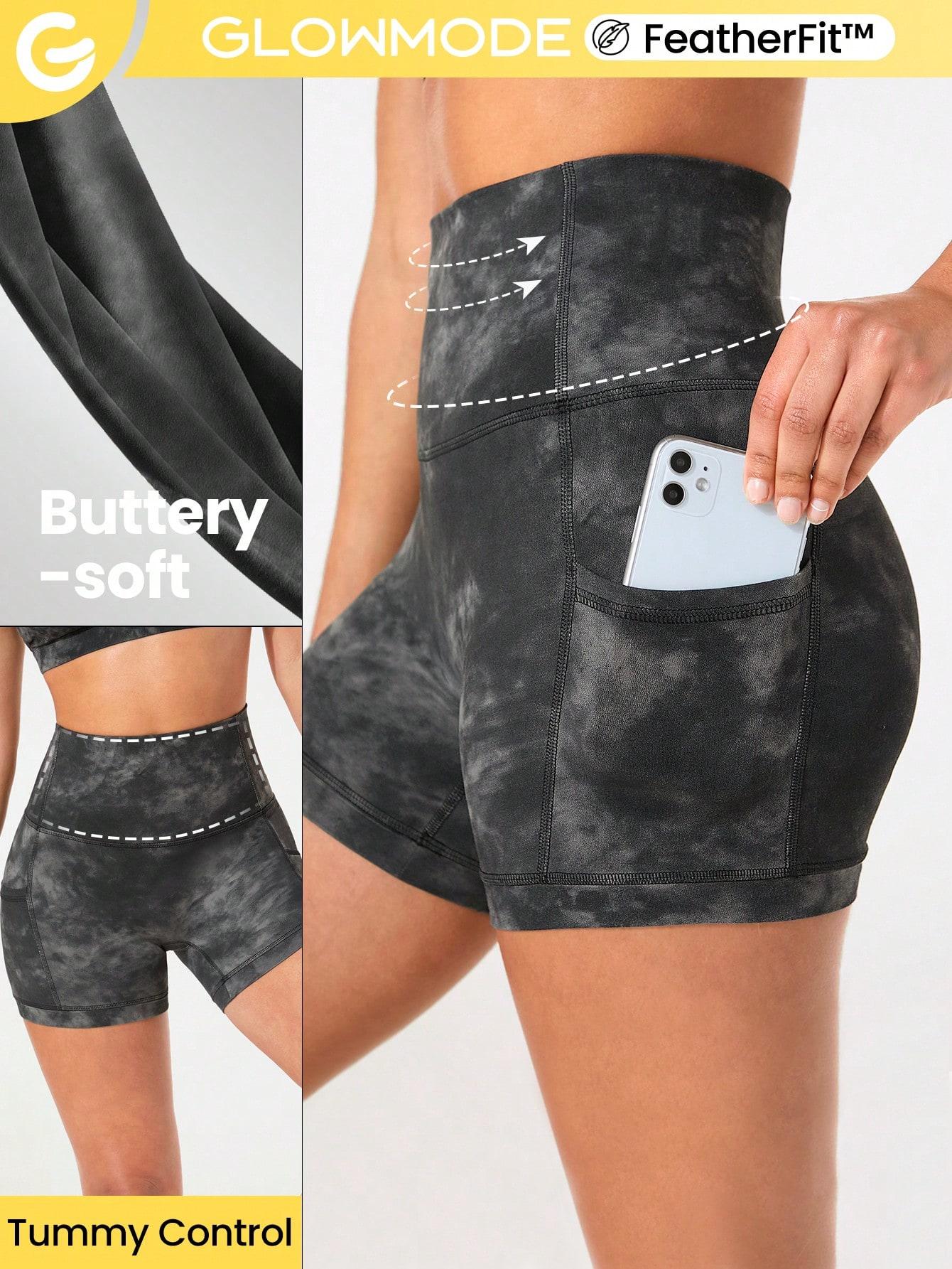 GLOWMODE 4.3" FeatherFit Anti-Slip Pocket Bike Shorts Non Front Seam Low Impact Cycling Running Gym Workout