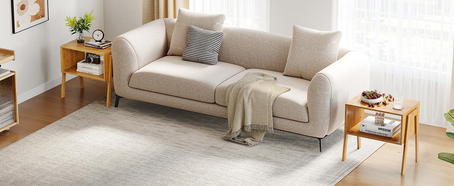 Bamboo Stackable End Tables, Wood Living Room Nightstand, Bedside Tables for Bedroom Storage, 2PCS