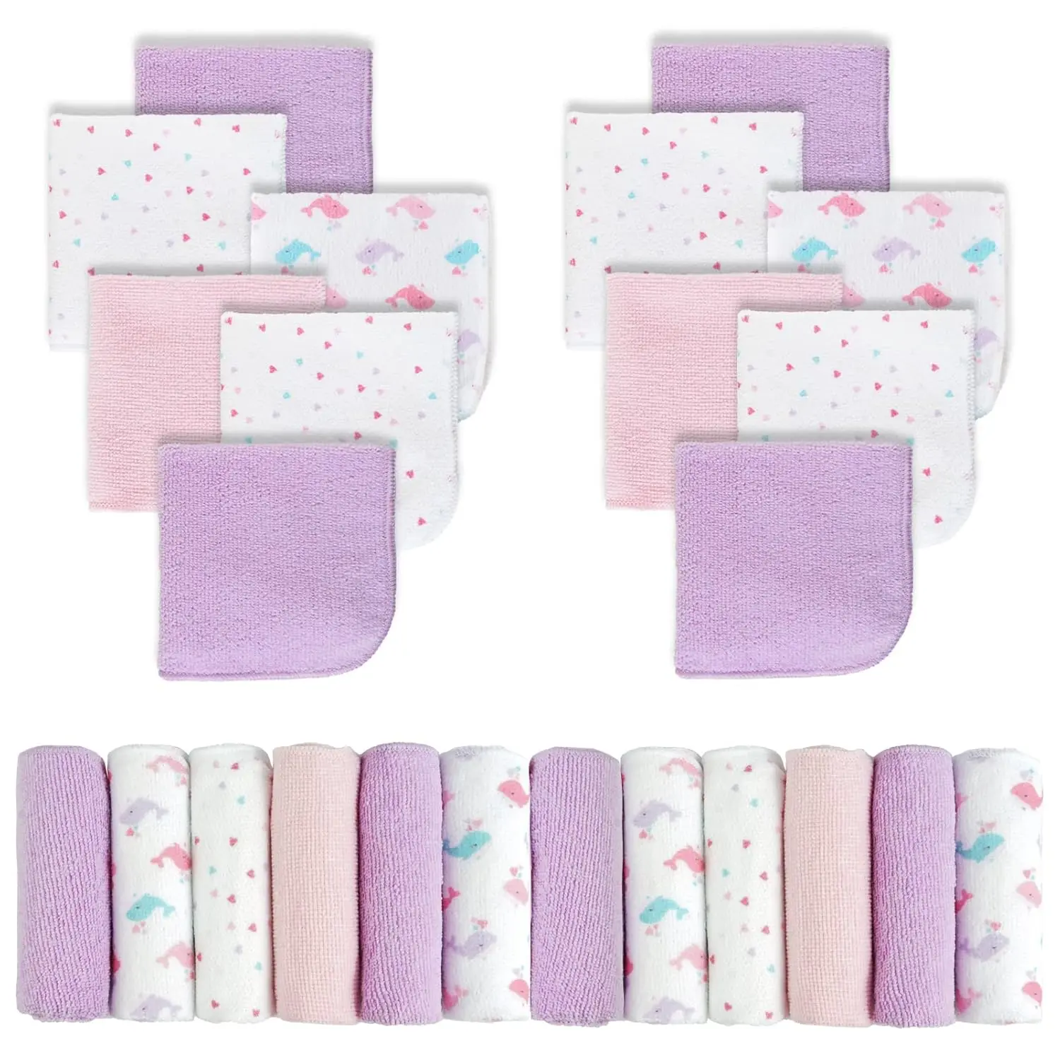 Baby Washcloths, Soft 24 Pack Baby Wash Cloths Unisex  Boys Girls, Super Absorbent Baby Face Towel Gentle on Sensitive Skin, Wash Clothes  Baby Face & Body, 9''x 9''