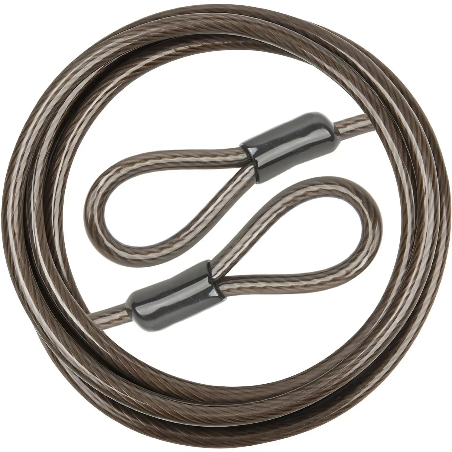 10MM Heavy-Duty Vinyl-Coated Rust-Proof Flexible Steel Security Cable with Loops, 10FT Black Lock Cable for Bicycle, Motorcycle (Available in 4FT,7FT,15FT,25FT,30FT Options)
