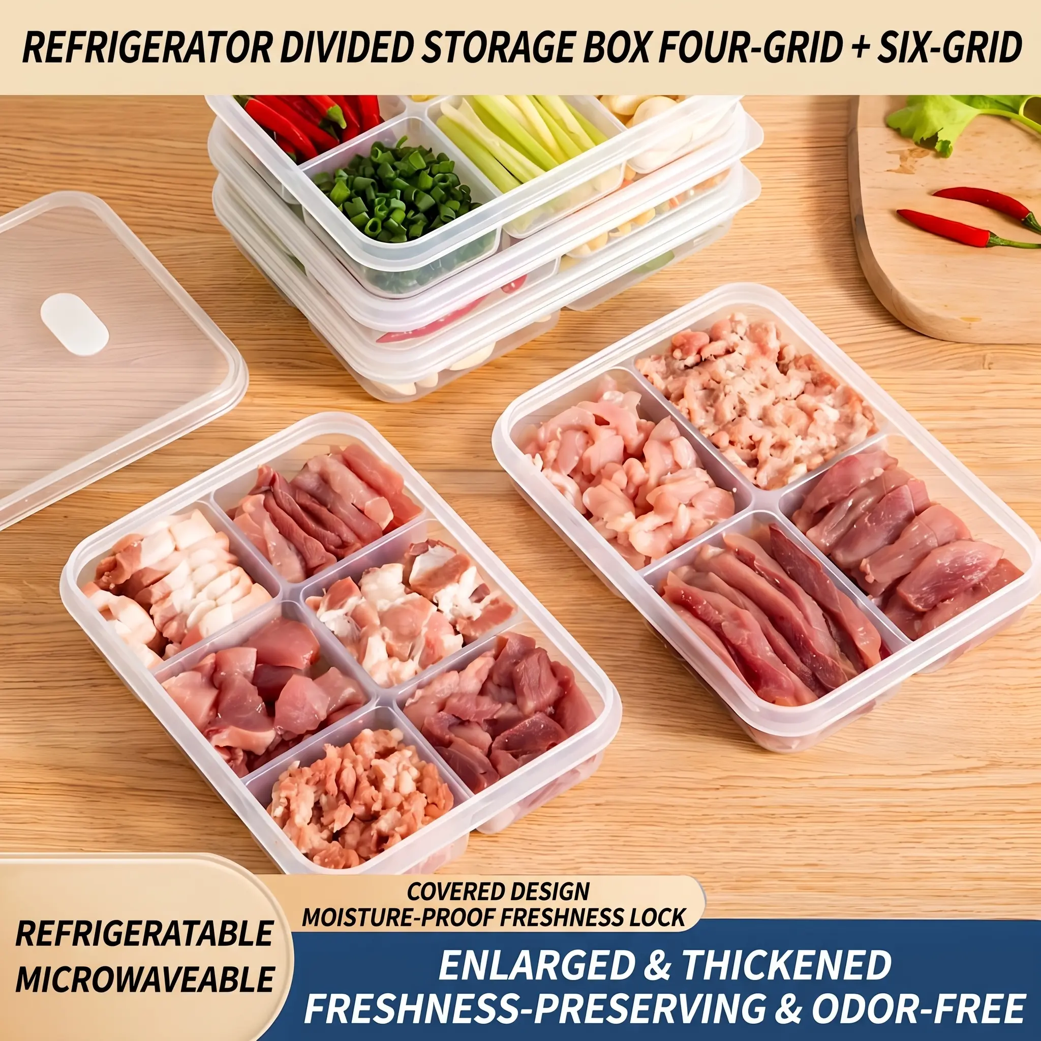 Food Preservation Compartment Storage Box Meat And Ingredient Freezer Box Ginger Onion, Garlic Box Separate Storage Box For Preparing Dishes-YY2