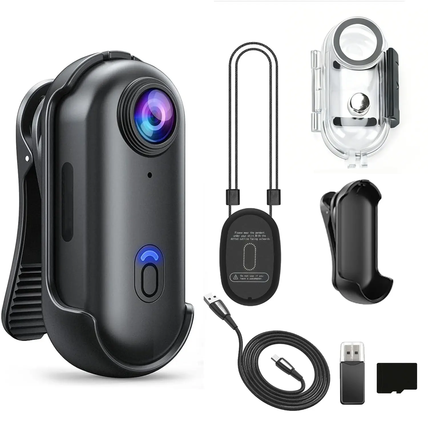 Action Camera 4K & 1080P WiFi Black Mini Magnetic Hands-Free Wearable POV Body Cam 360° Clip 120° Wide-Angle Lens Waterproof Housing 30M Underwater Portable Sport Camera 32GB 64GB 128GB for Travel Cycling Vlogging Outdoor