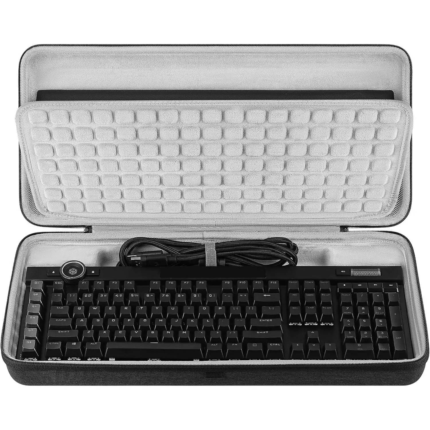 Multi-Compartment Hard Shell Keyboard Case & Travel Carrying Bag for 104-108 Key Keyboards, Compatible with Galleon 100 SD/K100 RGB/K70 MAX, BlackWidow V4 Pro (Dark Gray), Multi-Compartment Keyboard Covers