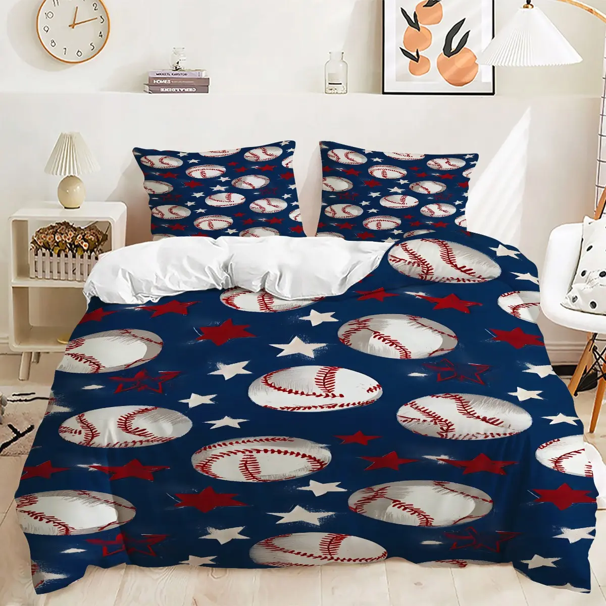 Vintage Baseball Star Bedding Set, 2/3pcs No Comforter – Ultra‑Soft Lightweight Duvet Cover Set, Perfect for Boys Bedroom, College Dorm, Bachelor Apartment, Baseball Room Decor, Sports Fan Birthday Gift & Holiday Present