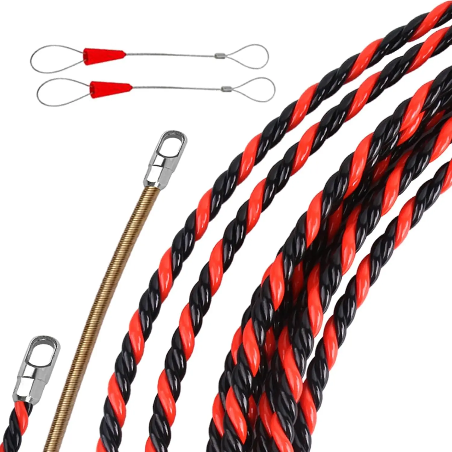 GJANSH Fish Tape Wire Puller - 1/6" PET Flexible Electrical Cable Snake Tool Kit for Through Wall Conduit& Automotive Wiring | Professional Electrician Tool with Guide Device