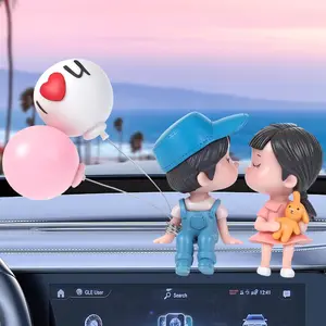 Cute Dashboard Decorations,Lovely Couple  Dashboard Accessories, Dashboard Decorations,Cute Cartoon Couples Figure Figurines Balloon  Ornaments,  Decoration for Couples Gifts
