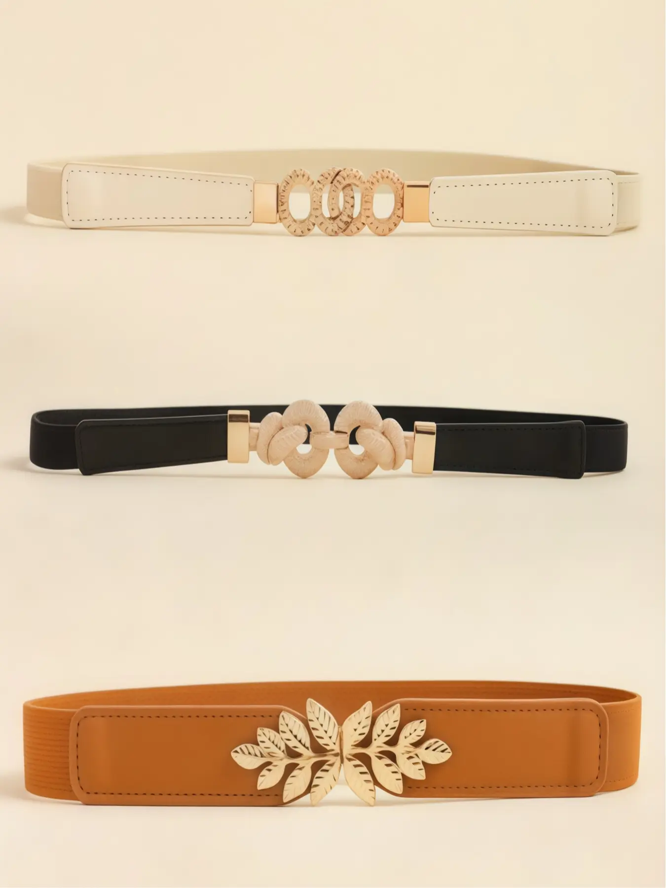 3-Piece Women's Elastic Waistband Set, Boho Style Bow Belt for Dresses, Slimming Adjustable Waist Cincher, All-Season Fashion Accessory