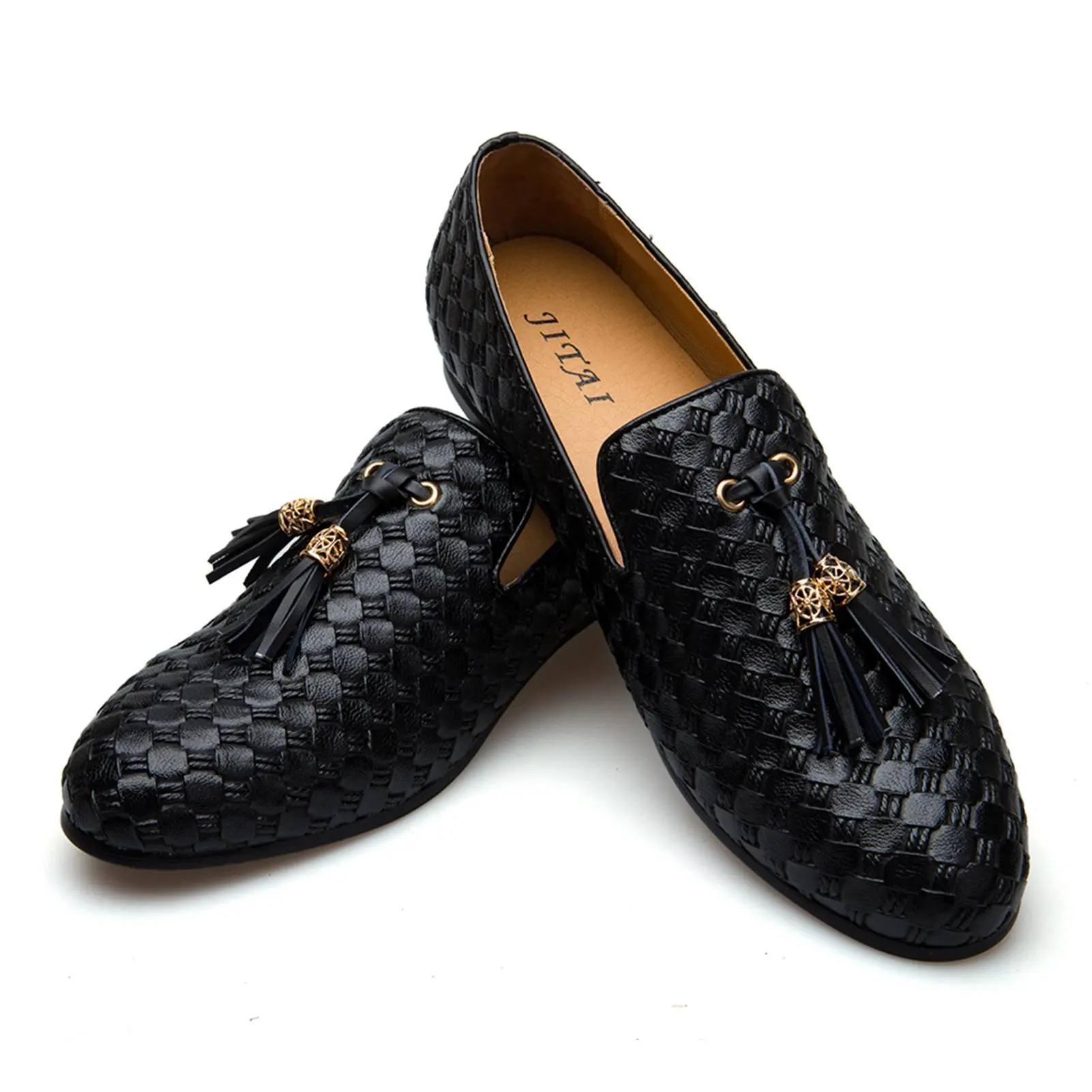Men's Vintage Velvet Embroidery Noble Loafer Shoes Slip-on Loafer Smoking Slipper Tassel Loafer