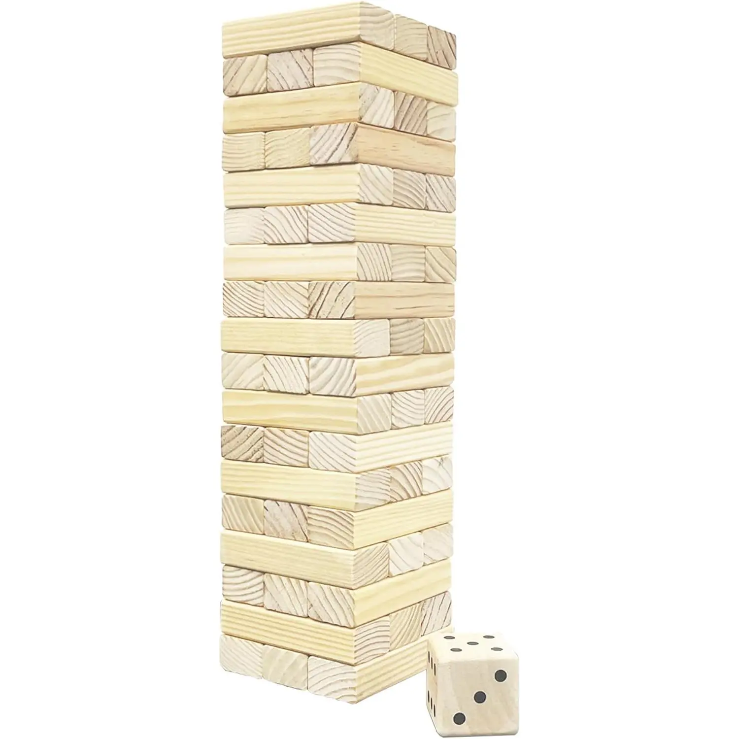 Wooden Tumble Tower Game Yard Outdoor Games for Family Toppling Block Stacking Game (Big-1.48FT)
