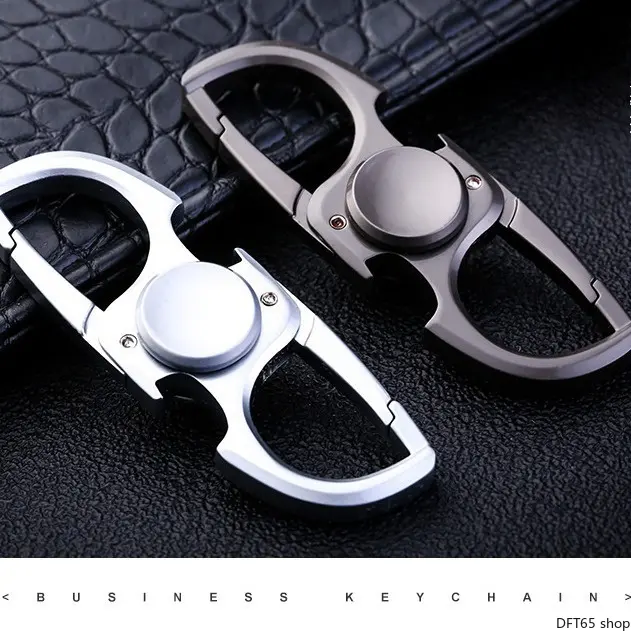 Zinc Alloy Multi Function Carabiner Key Ring Built In Bottle Opener Spinning Gyro Decor Smooth Anti Scratch Surface Swivel Snap Clasp Unisex For Daily Key Storage Portable Stress Relief Functional Carry Accessory