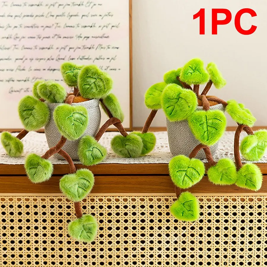 Cute Pothos Plush Toy Decoration, Soft Filled Planter Doll, Cozy Plant-Themed Ornament, Huggable Collectible, Perfect Gift for Kids, Cozy and Adorable Houseplant Companion, Soft Stuffed Doll Perfect for Home Decor and Gift Giving, Kawaii Stuffed Animals