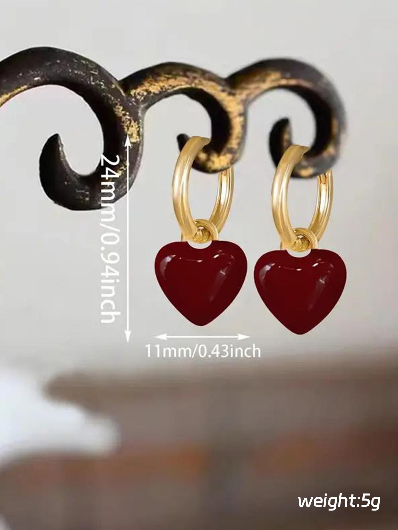 Vintage Heart Shaped Dangle Earrings, Fashionable Romantic Jewelry for Women, Trendy All-match & Exquisite Jewelry for Birthday Gift