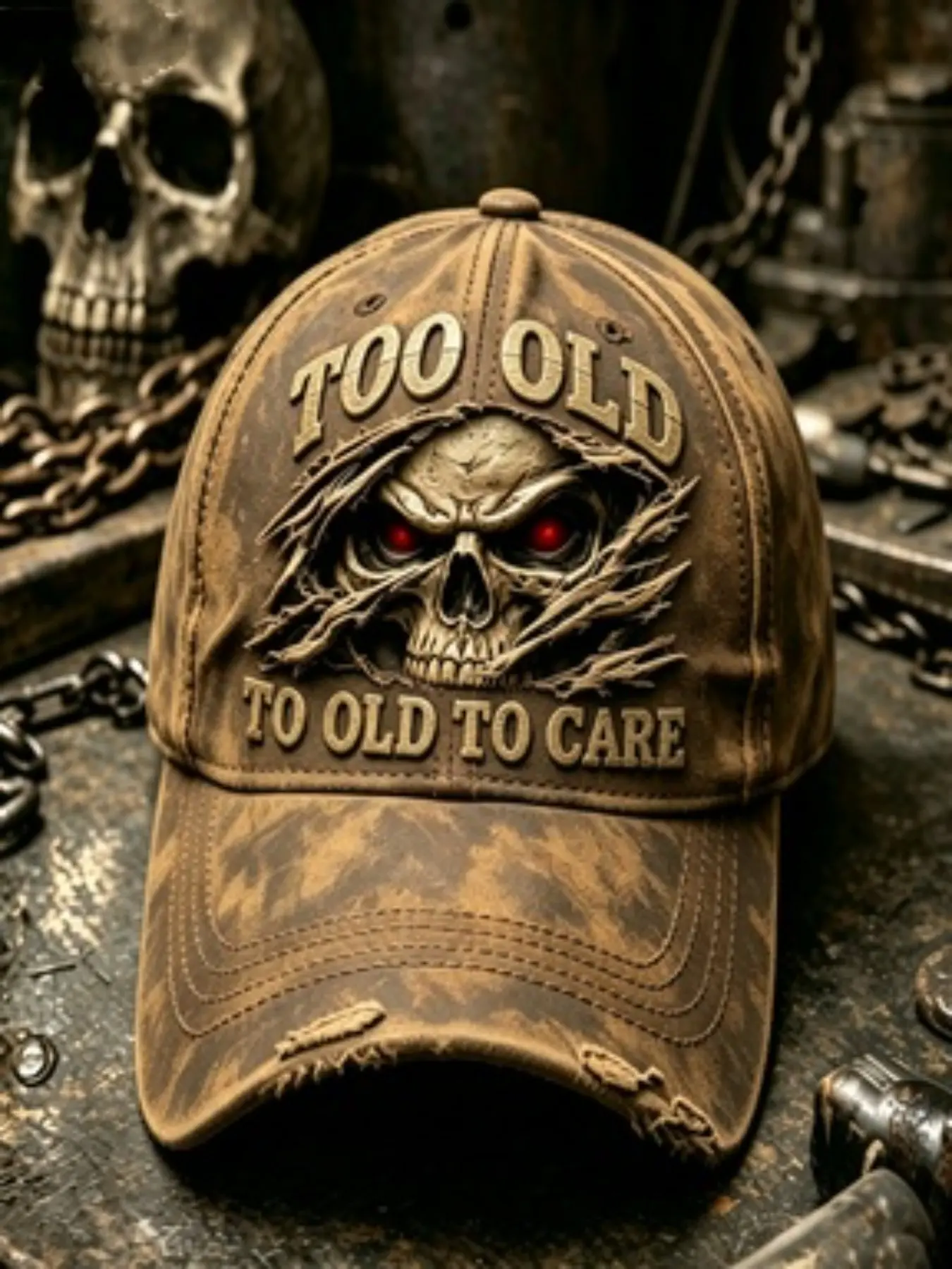American Vintage Washed Baseball Cap, Too Old to Care Hardened Trendy Hat, All-Season Loose-Fit Sun Protection, Casual Style