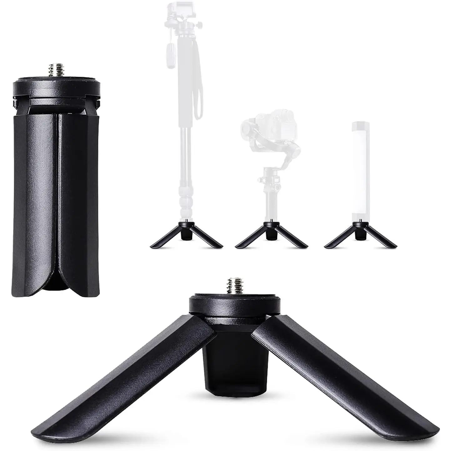 Mini Tripod for Camera, Desktop Stand with 1/4" Thread, Portable Handheld Tripod Stand for Photography Light, Gimbal Handle Grip Stabilizer, Tripod Ball , Selfie Stick Vlog
