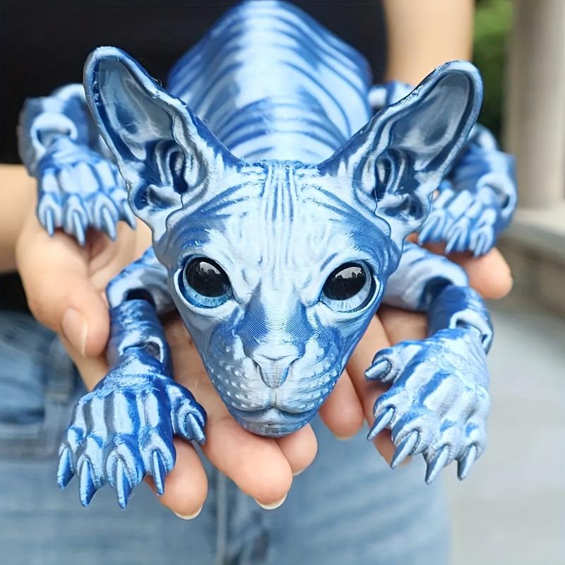 3pcs Large 3D Printed Cat, 19.96 Inches and 9.06 Inches,Hairless Cat ,ADHD, 3D Printed Sphynx  Cats With Flexible Articulated Joints, Stress Relief Toys For Adults, 3D Printed Animals,Perfect boys christmas gifts party decoration gifts men Movable Desktop