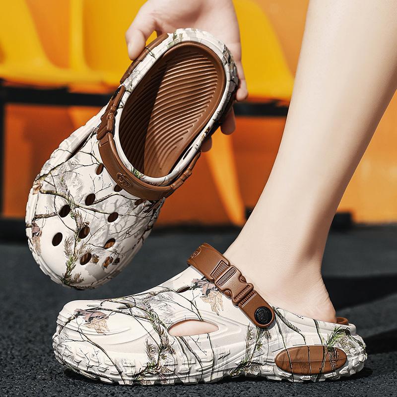 Men's Hollow Shoes Summer New Large Size Thick Sole Non-Slip Wear-Resistant Outdoor Casual Sports Slippers