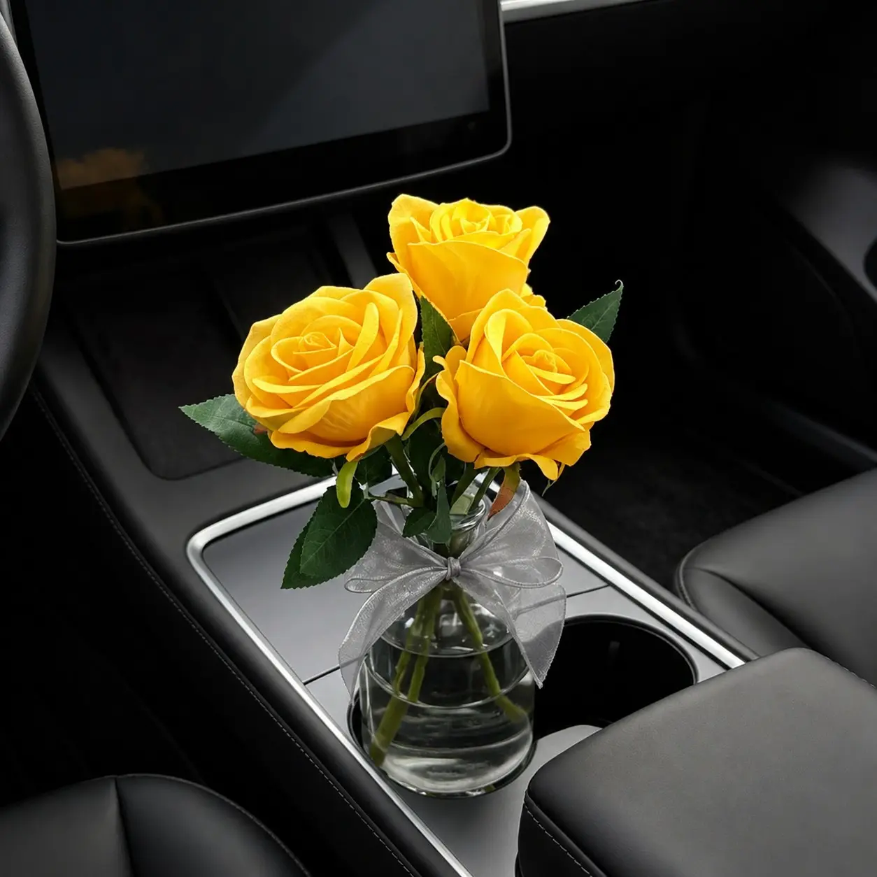 Car Simulation Rose Bouquet Decor, Center Console Armrest Cup Holder, High-End Vase Decoration, Automotive Interior Flower Accessory, Car Decor Gift