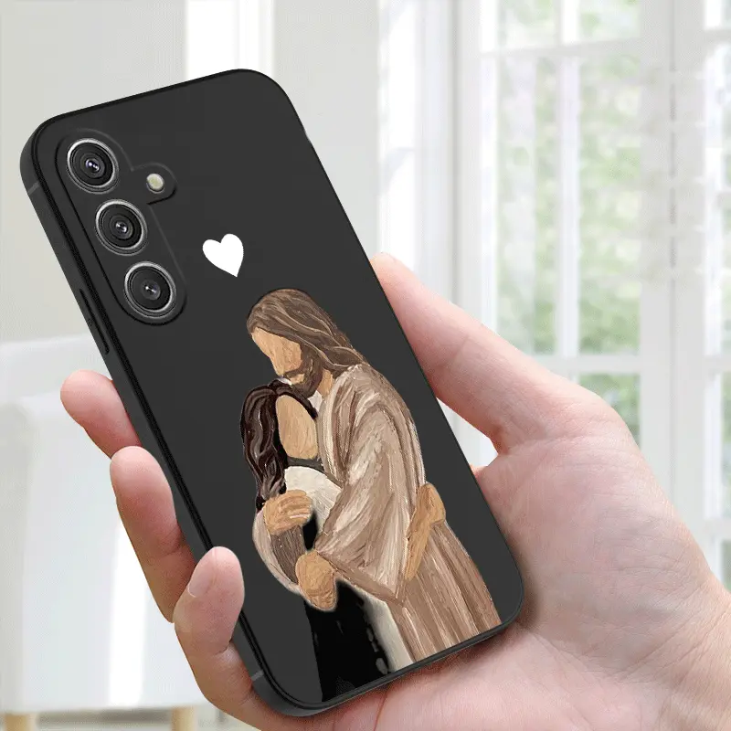 God'S Embrace Is Suitable for Samsung Galaxy A73 A55 A54 A53 A52 A51 A50 Galaxy S24 S23 S22 Ultra A10 A13 A14 A15 A16 A20 A20S A21S A22 A24 A25 A32 A33 A34 A35 A36 A42Plus A02 A10 Note 8 9 10 20Ultra Classic Black Simple Soft Phone Case, Soft Touch, Fits,