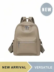 Pebbled Faux Leather Mini Backpack for Women Ladies Teens, Compact Lightweight Casual Daypack with Front Zip Pocket & Side Pockets, Stylish Shoulder Bag for Hiking Trekking Travel Commute Daily Use, Adjustable Padded Straps, Multiple Colors Available