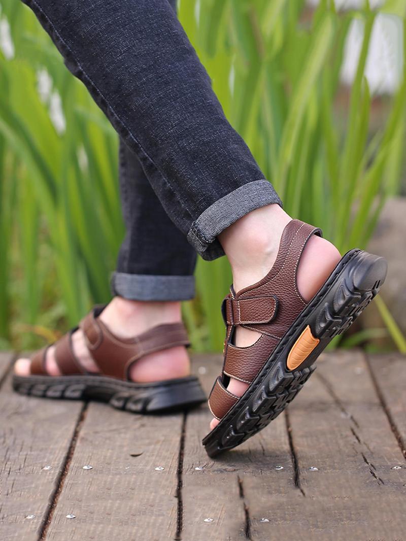 Men's Casual Plain Velcro Sandals, 2024 Fashionable Summer New Open Toe Sandals for Summer, Lightweight Breathable Comfortable Shoes for Daily Wear Men's Casual Plain Velcro Sandals, 2024 Fashionable Summer New Open Toe Sandals for Summer, Lightweight Breathable Comfortable Shoes for Daily Wear