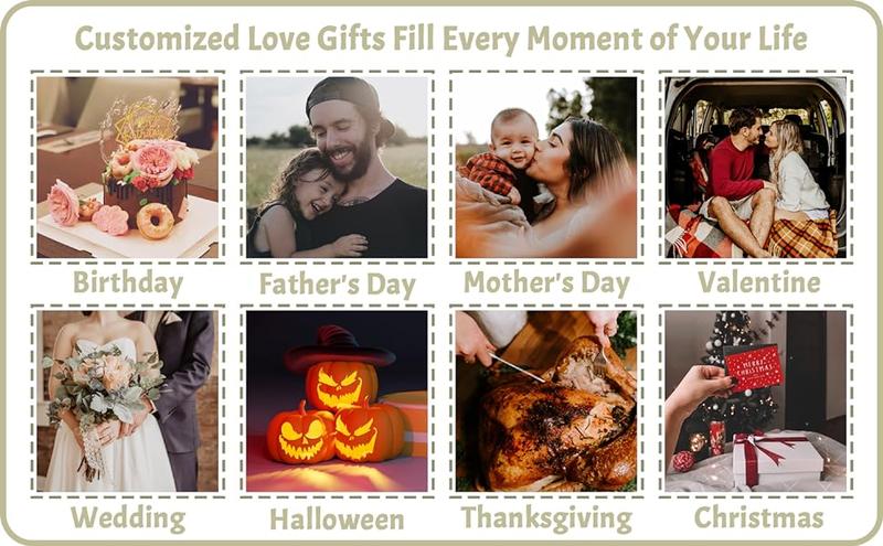SPXUBZ Custom Blanket with Photo Text Personalized Gift, 1-10 Pictures Customized for Mother Father Family, Christmas Halloween Thanksgiving Birthday Wedding Valentine's Day Gift