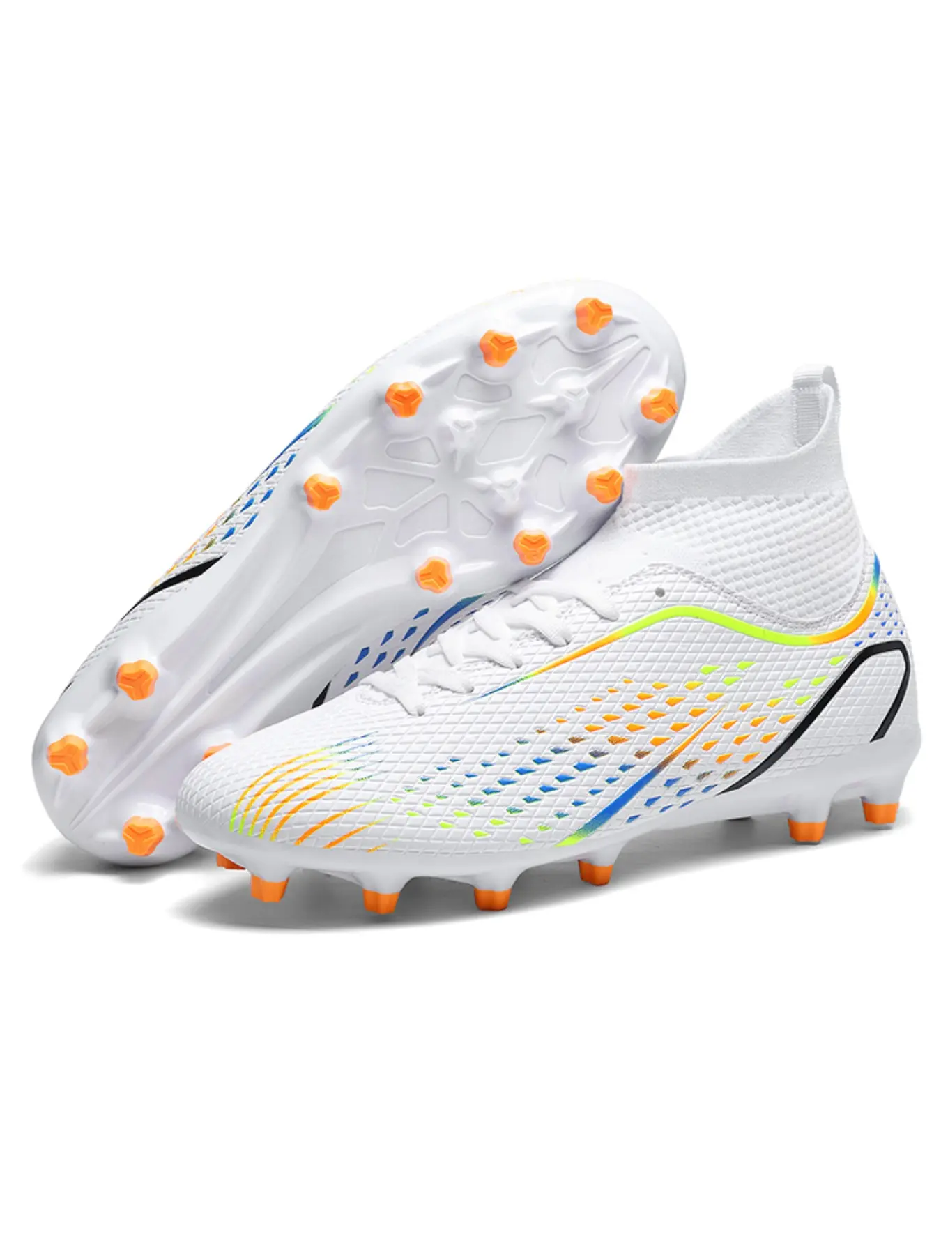 Football Shoes Fg Long Studs for Students, Kids Football Shoes for Matches and Training, Anti-Slip Men's Ag Soccer Boots Soccer Cleats