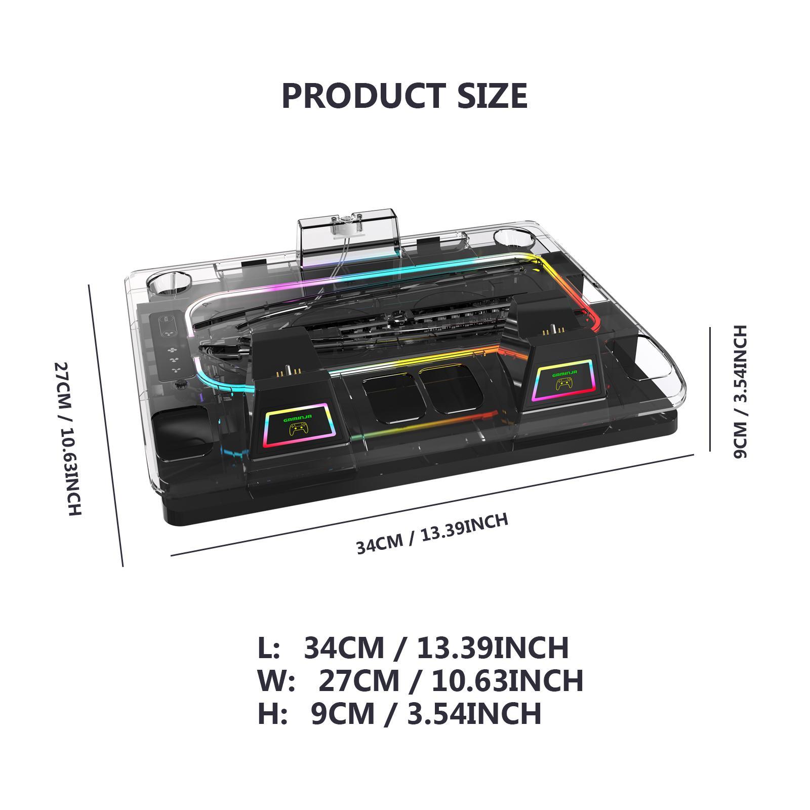GAMINJA Cooling Fan Base Station for PS5 Slim, Vertical Cooling Fan with Dual Controller Charger, Charging Dock, Charging Accessories for PS5 Slim Console