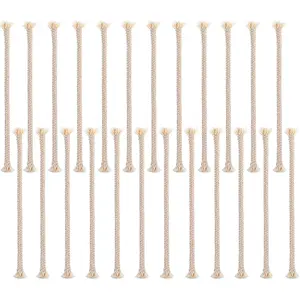 50 Pcs 1/4" 3mm Round Braided Beige Cotton Oil Lamp Wicks, Replacement Wick for Alcohol Kerosene Lamps and Candle Lantern Burner