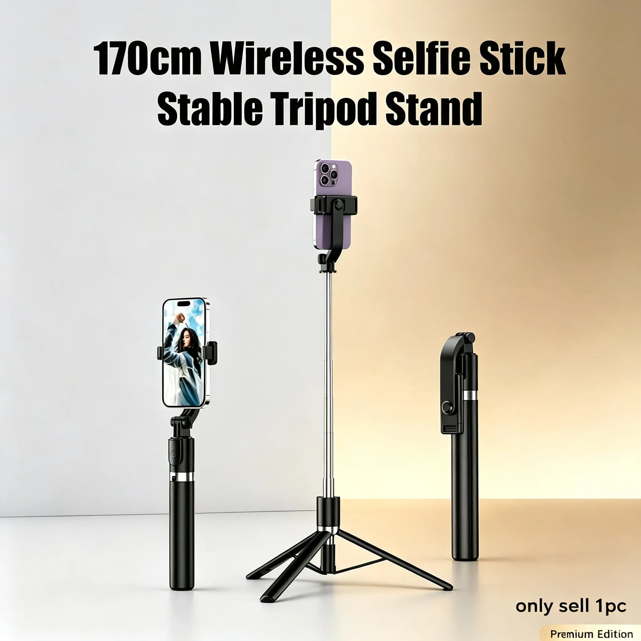 170cm Bluetooth-compatible Selfie Stick Tripod, Foldable Live Streaming Stand, Wireless Remote Control, Vlog Outdoor Travel Camera Support