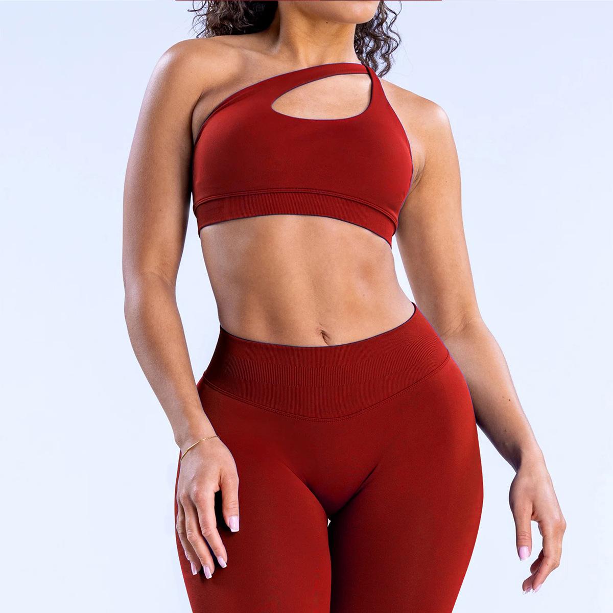 Women's 2 Piece Seamless Yoga Set Off-Shoulder High Elastic Sports Bra & Matte Nylon Leggings, Gym Activewear Women's 2 Piece Seamless Yoga Set Off-Shoulder High Elastic Sports Bra & Matte Nylon Leggings, Gym Activewear