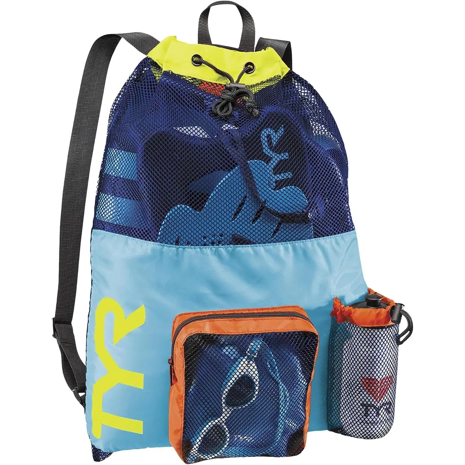 Big Mesh Mummy Backpack for Swim, Gym and Workout Gear, Black, 40-Liter Capacity - Heavy-Duty Mesh Backpack with Ventilated Wet/Dry Compartment, Perfect for Athletes and Travelers