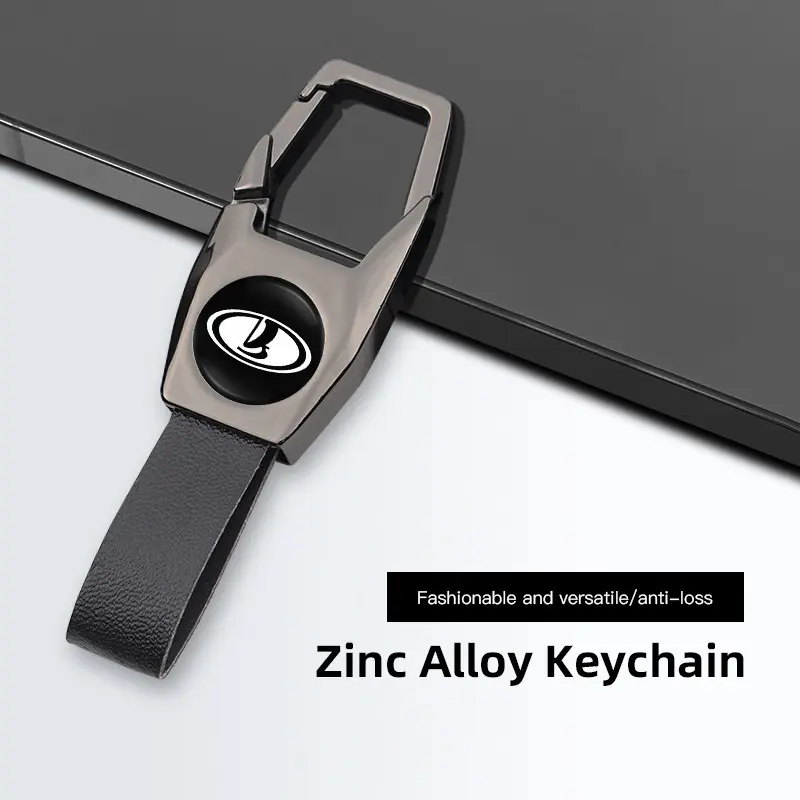 Deluxe PU Leather Keychain with Car Badge Keychain Pendant For Lada Samara 2109 Largus Priora Xray Cross 2112 2114 Granta Vesta Niva Kalina