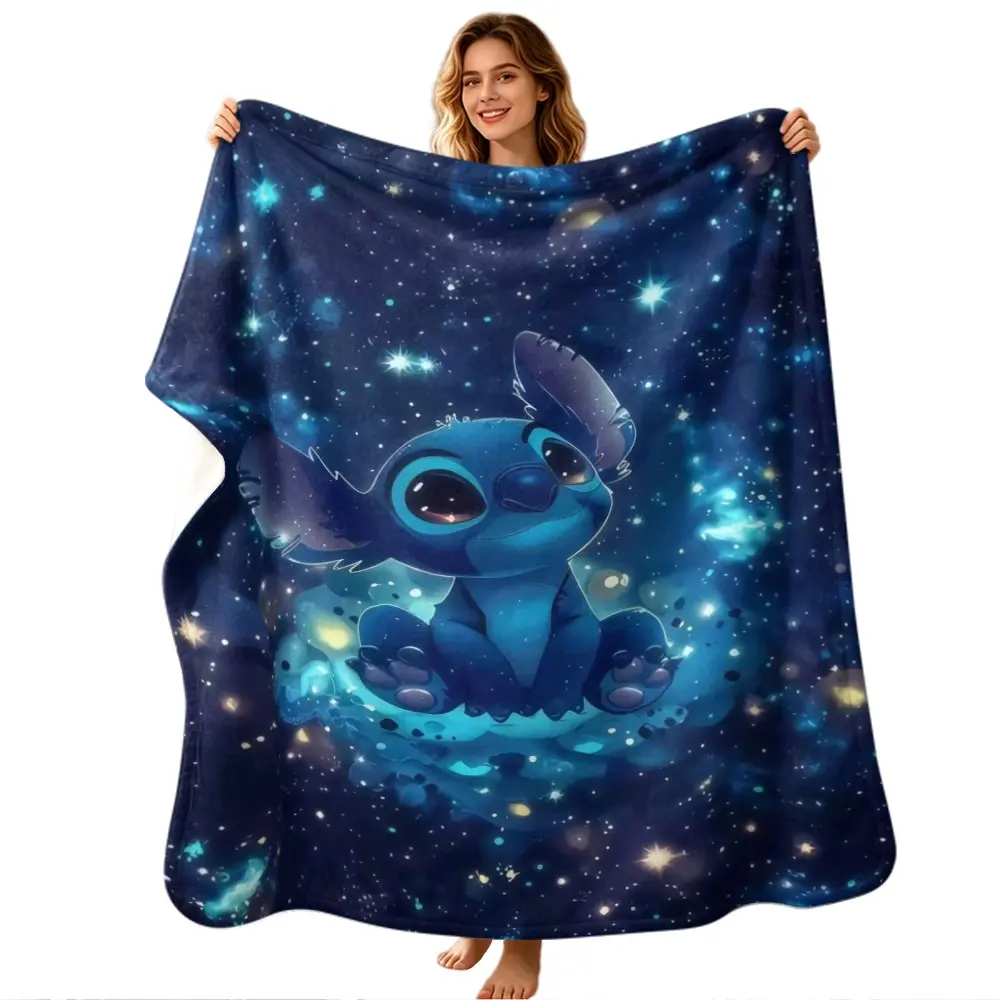 Stitch Starry Sky Pattern Blanket, Soft Cozy Decorative Blanket, Creative Digital Print Polyester Flannel Throw, Holiday Gift Plaid Blanket Gifts, Wall Hanging, Sofa Bed Cover, Outdoor Travel Multi-Purpose Rug, Soft Blankets, Cozy Warm Blanket