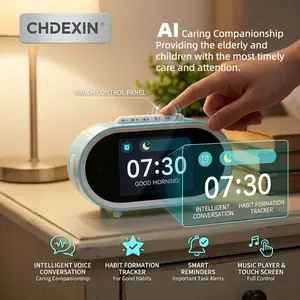 AI Smart Time Companion Robot for Kids| Interactive Touch Screen Smart Alarm Clock with Voice Control & Pomodoro Timer| Habit Formation Sleep Aid Device