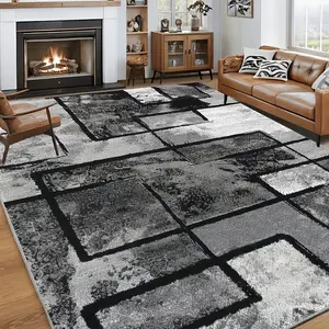 Luxurious Faux Cashmere Rug - 850g Lightweight Machine-Washable Polyester, Non-Slip Vintage Stripes, Rugs for Bedroom, Elegant Modern Home Decor for Office Living Room