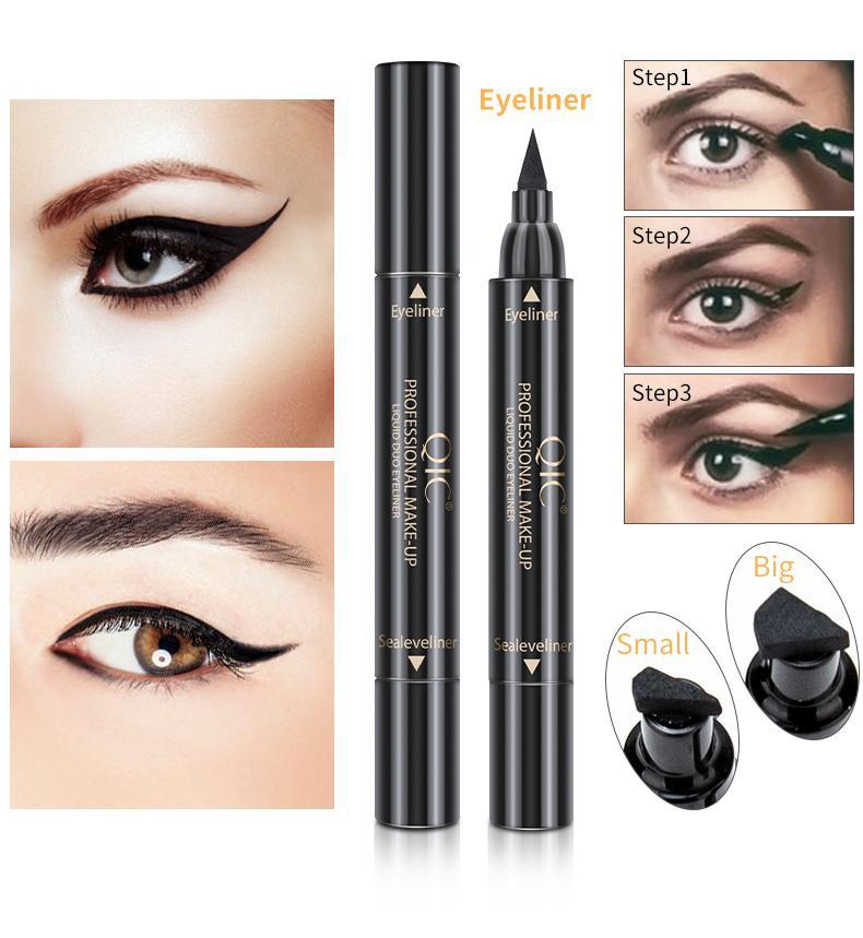 QIC 2-in-1 Stamp Eyeliner Pen | Waterproof & Smudge-Proof | Long-Lasting Winged Eye Makeup QIC 2-in-1 Stamp Eyeliner Pen | Waterproof & Smudge-Proof | Long-Lasting Winged Eye Makeup