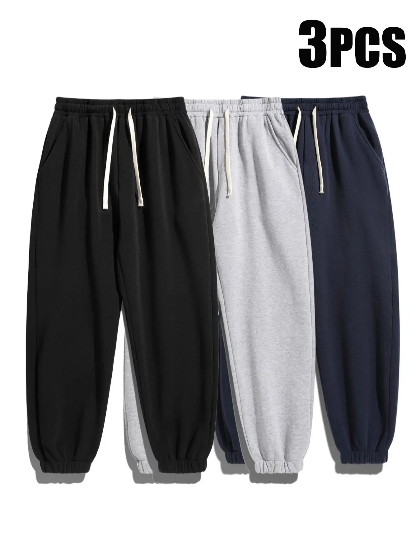 Men's Solid Color Drawstring Waist Sweatpants, Workout Casual Baggy, Casual Comfy Loose Fit Pocket  Jogger Pants for Daily Wear, Men's Trousers for All Seasons, Drawstring Sports Pants