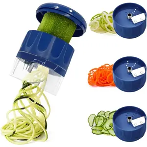 3 in 1 Vegetable Spiralizer Slicer, Adjustable Zucchini Carrot Noodle Maker, Cucumber Spiral Cutter, Easy to Use Kitchen Tool（Blue）
