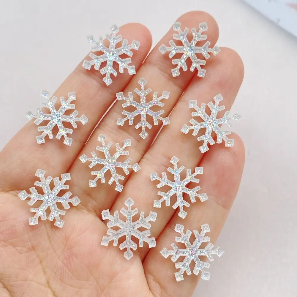 16pcs Christmas Snowflakes for Scrapbooking, DIY Wedding Decorations, Holiday Crafts, Elegant Romance Theme, Portable Figurines