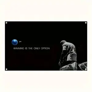 Inspirational Rap Artist Quote Tapestry Flag - "Winning is the Only Option" Design, Durable Polyester,  Ideal for Living Room Wall Decor & Home Decor Banner, Versatile for All Seasons, No Electricity Needed 60X40 Inches