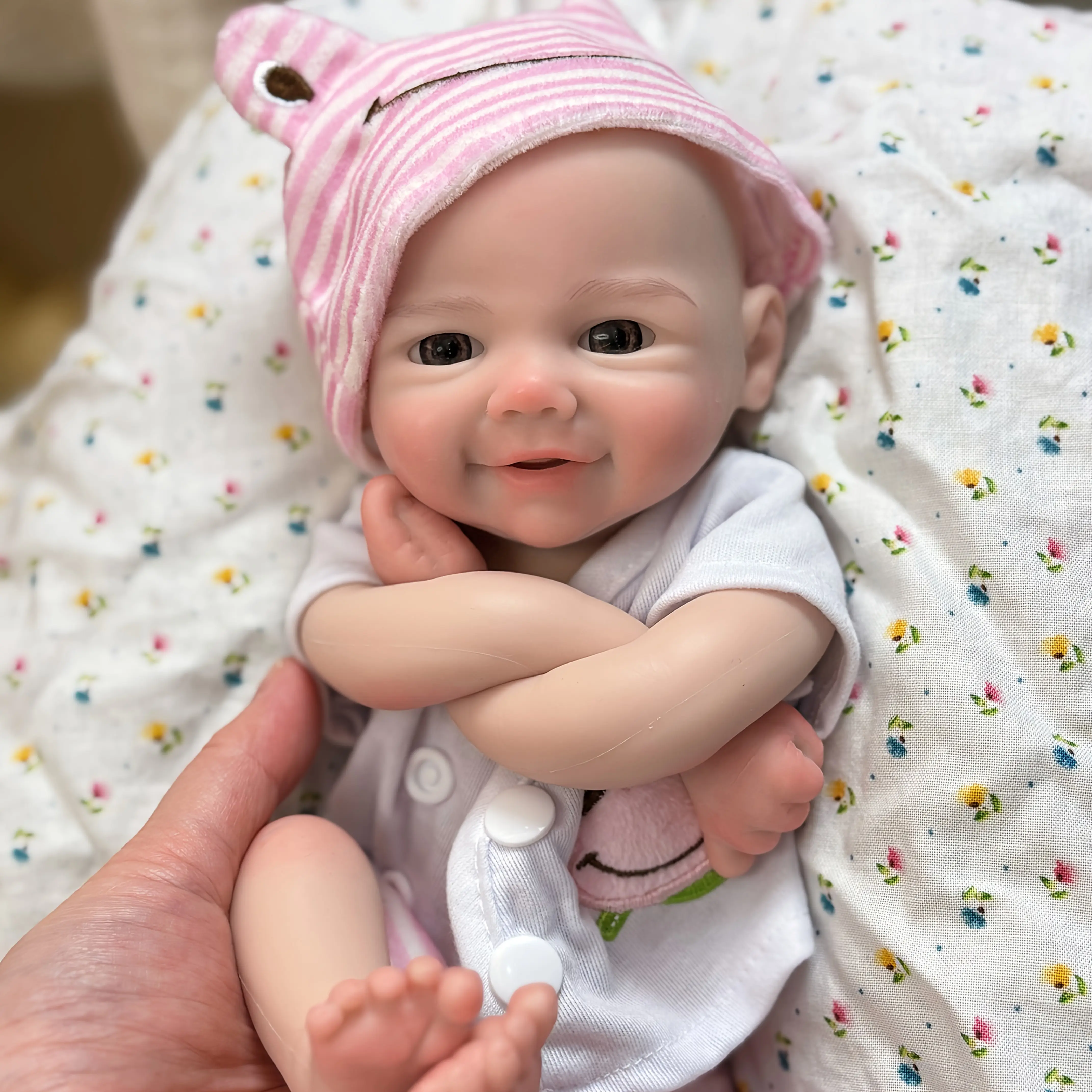 13in/33cm Cute Reborn Silicone Baby Girl Doll Vivienne - Reborn Baby Doll, Children’s Toy, Hand Painted Skin, Visible Mouth Blood Vessels, Realistic Look, Ideal Birthday Gift Ideas Holiday Gift