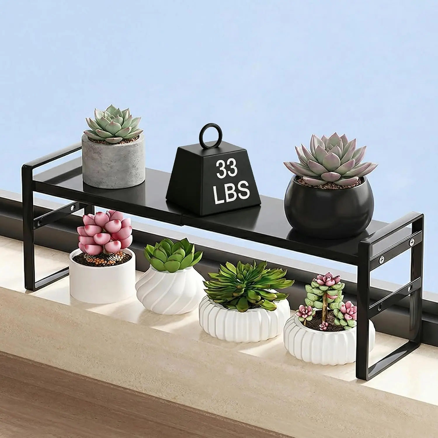 Over The Sink Shelf,Expandable Window Sill Shelf for Plants Small Tall Shelves Stackable Kitchen Organizer Shelves for Bathroom Kitchen Narrow Spaces Countertop