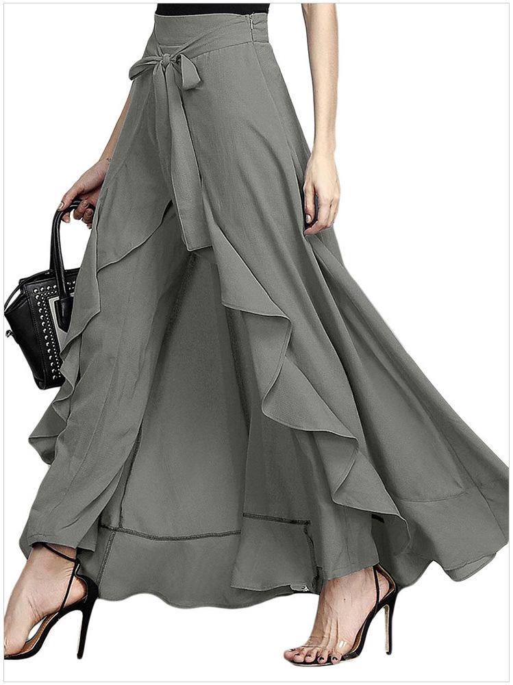 Oversized high waisted wide leg pants |   Asymmetric tie details, casual style, solid color, slightly elastic fabric, suitable for spring and summer wear