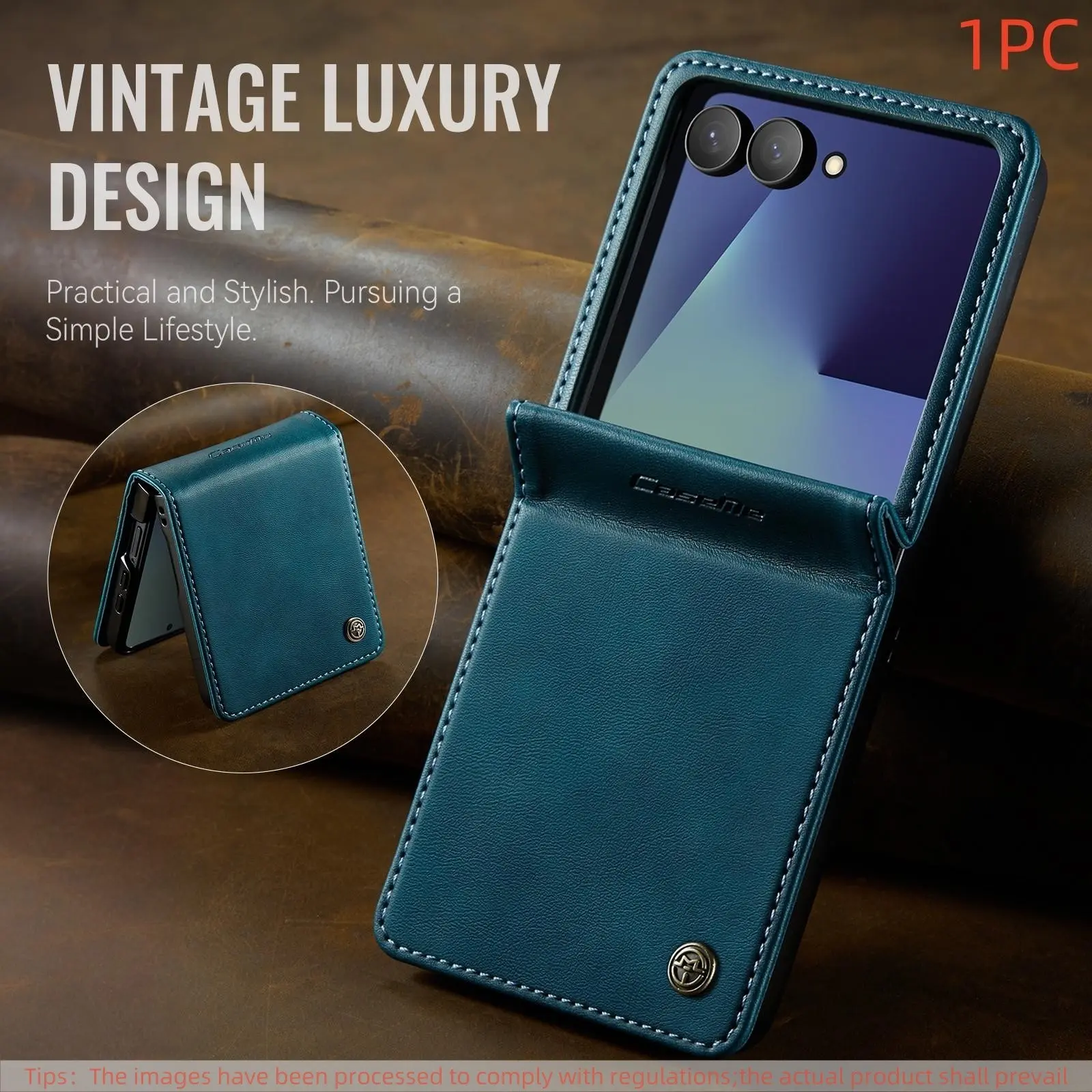 Magnetic Flip Case Cover for Galaxy Z Flip 7, Aesthetic Durable Protective Tpu Shockproof Design, Includes Card Holder and Stand, Solid Pattern Phone Case, Accessories
